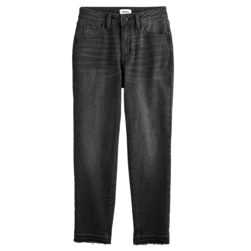 NWT Sonoma Goods For Life Mid Rise Slim Ankle Jeans Black Wash Size 16